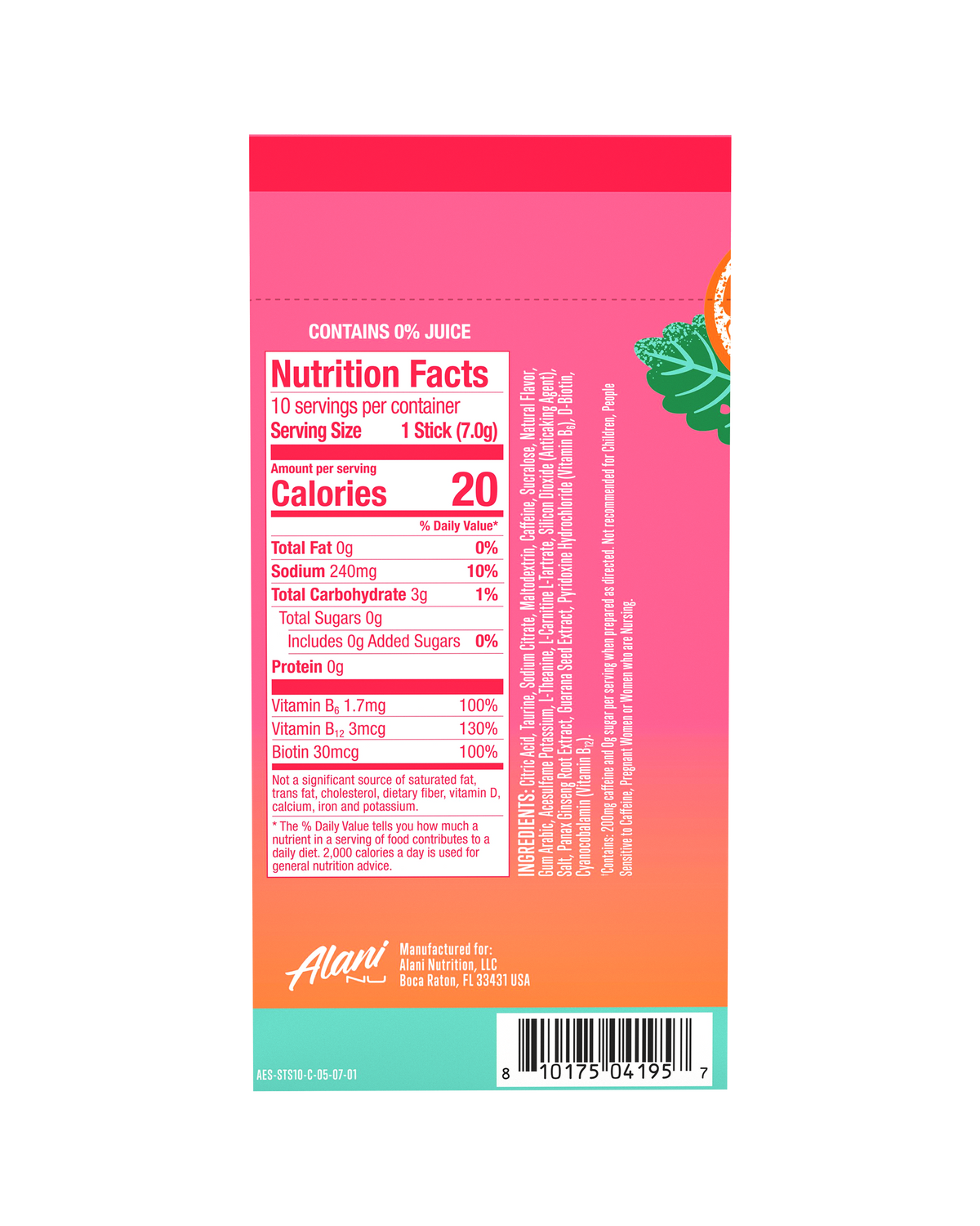 Alani Nu Energy Sticks - Strawberry Sunrise N8 - image 3