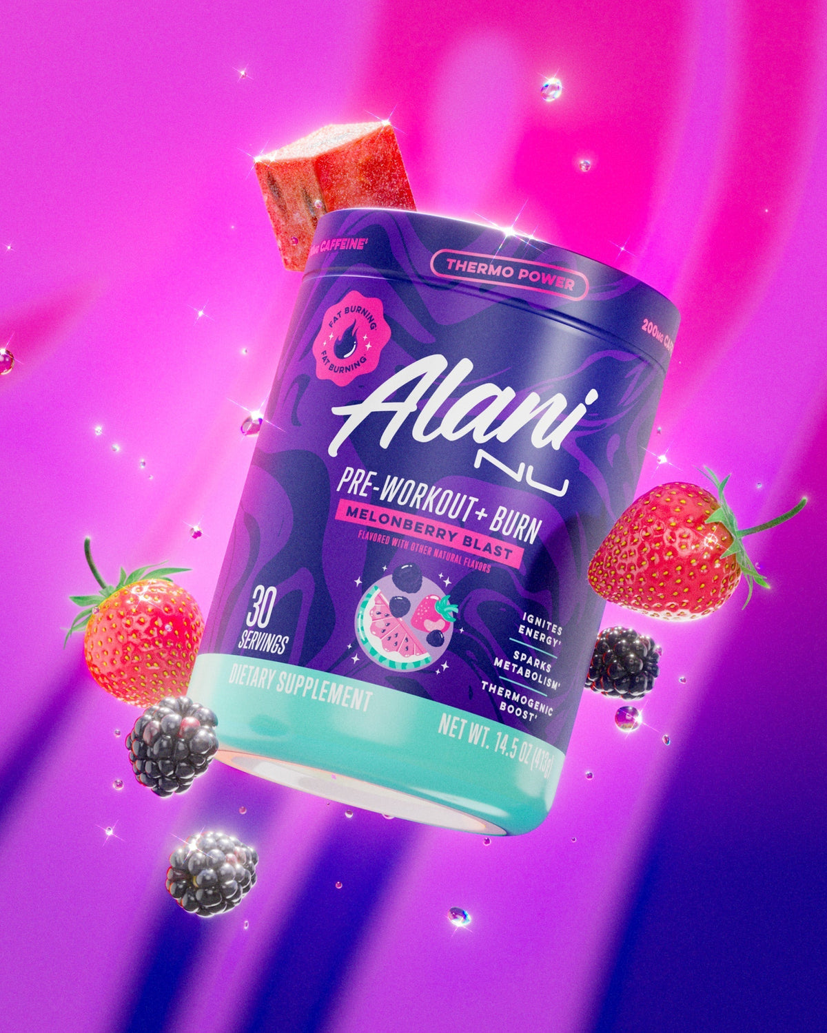 Alani Nu Pre-Workout+ Burn - Melonberry Blast Q3 - image 4