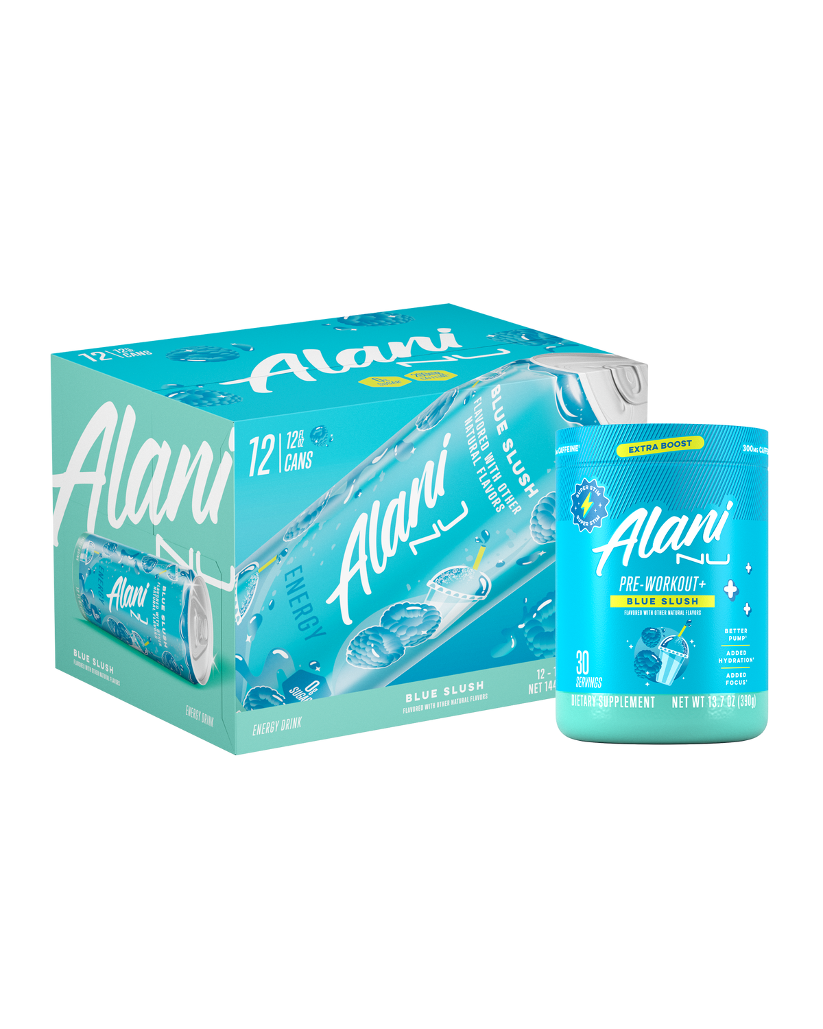 Alani Nu Energy Drink & Pre-Workout+ - Blue Slush X0 - image 1