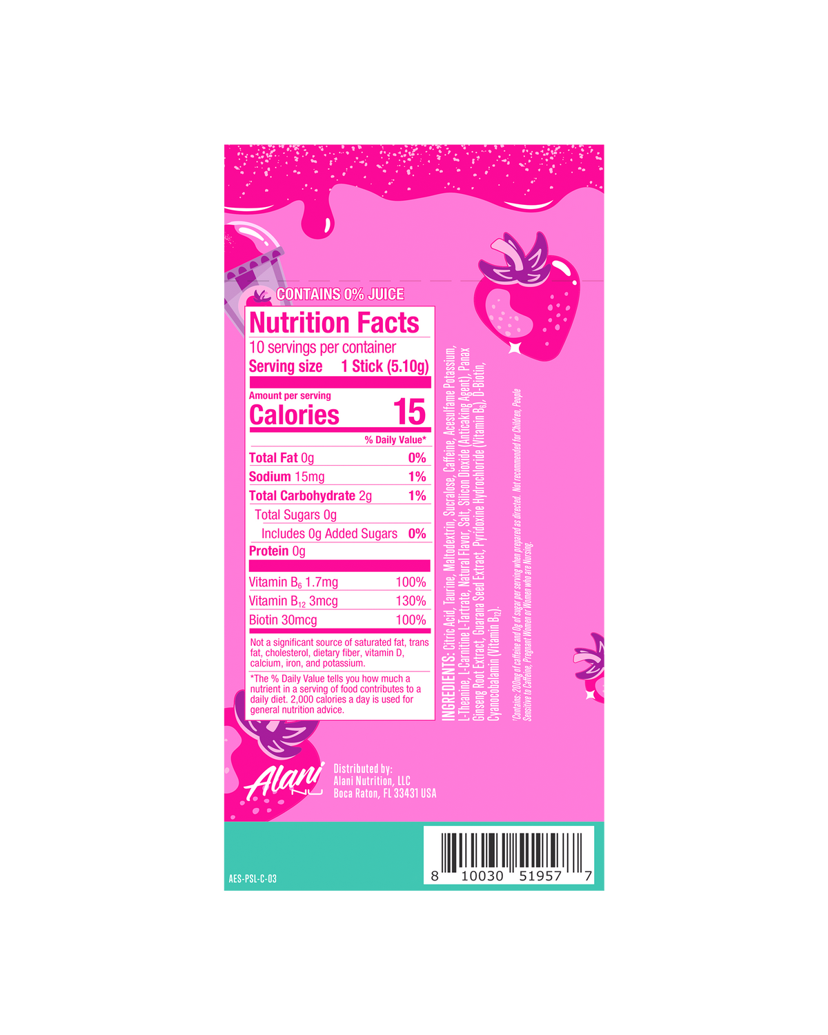 Alani Nu Energy Sticks - Pink Slush H7 - image 3